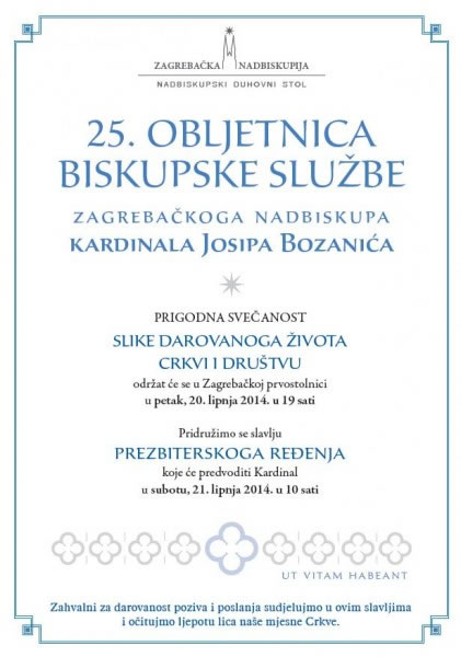25. obljetnica biskupske službe zagrebačkog nadbiskupa kardinala Josipa Bozanića
