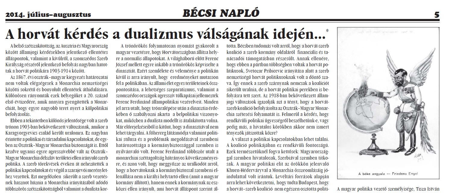 Članak docenta Bulića u “Bécsi Napló”