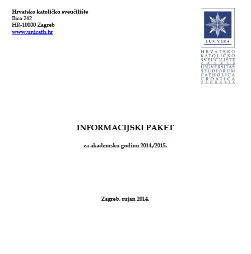 Informacijski paket ak. g. 2014./2015.