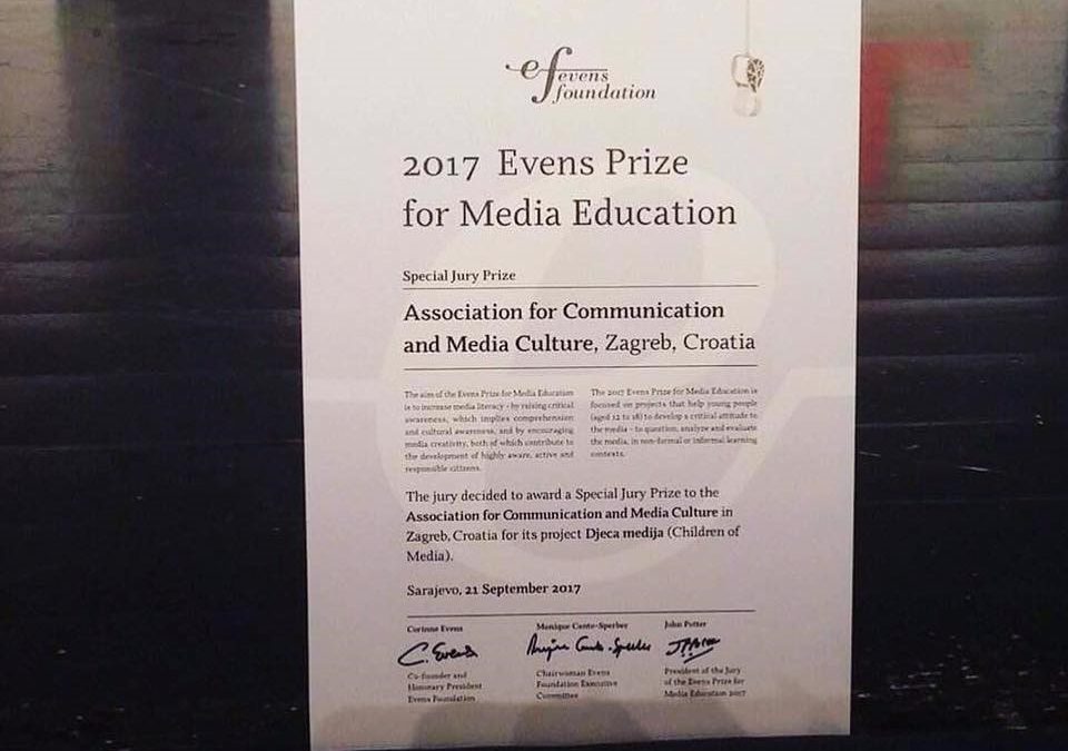 Jedinstveni projekt medijske pismenosti Djeca medija osvojio prestižnu europsku nagradu