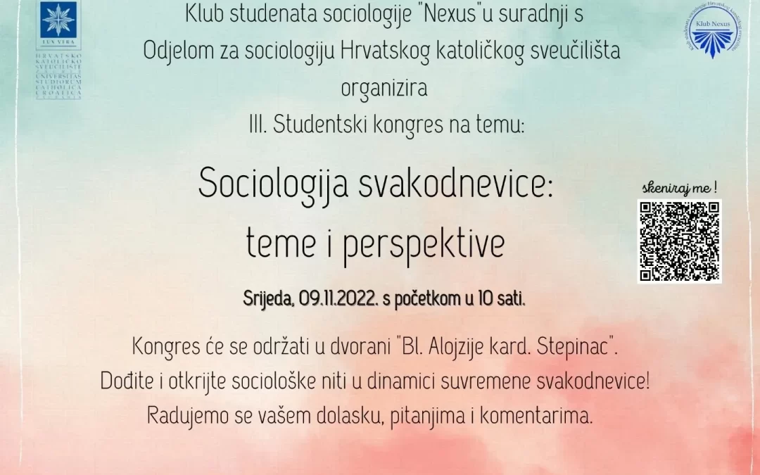 III. Studentski kongres na temu: “Sociologija svakodnevice: teme i perspektive”