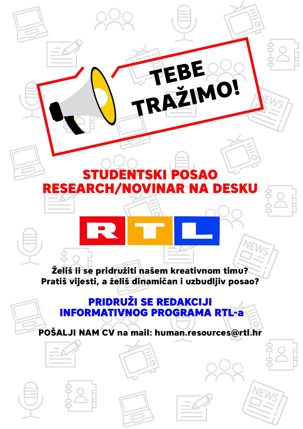 RTL televizija traži studente HKS-a za rad u redakciji!